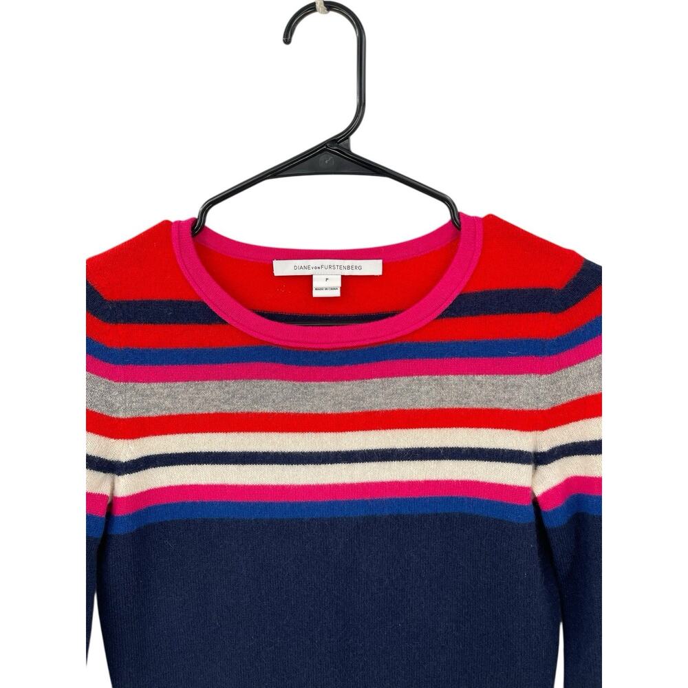 Diane Von Furstenberg Jolanta Sweater Striped Cashmere Size P XS - Picture 2 of 9